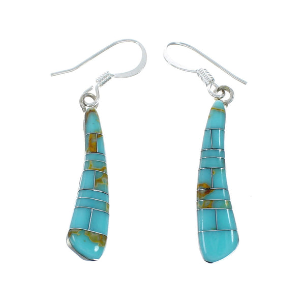 Sterling Silver And Turquoise Southwestern Hook Dangle Earrings TX10285